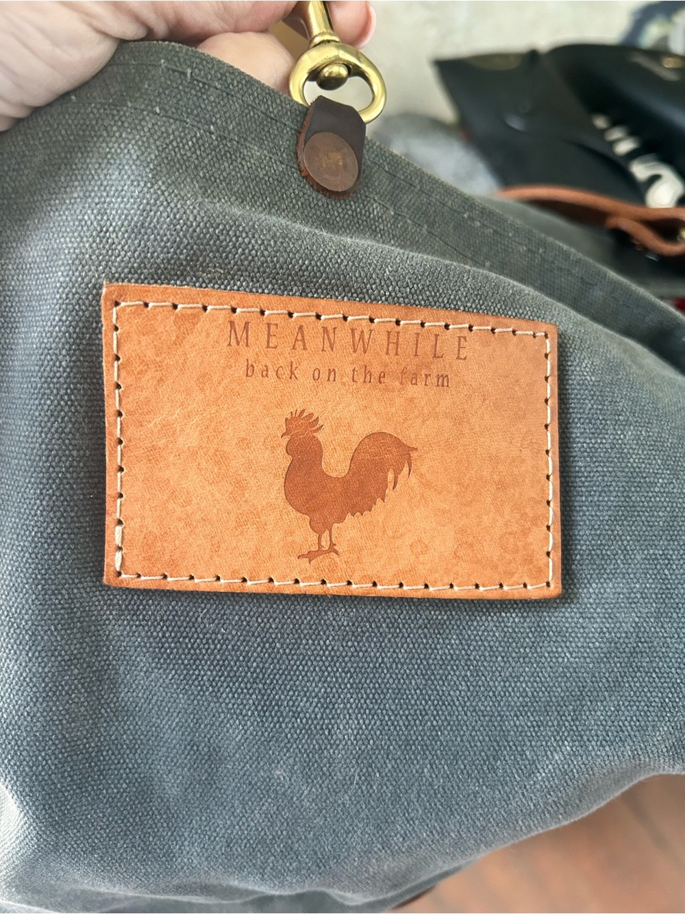 Meanwhile Back on the Farm Canvas hobo with stripped crossbody strap